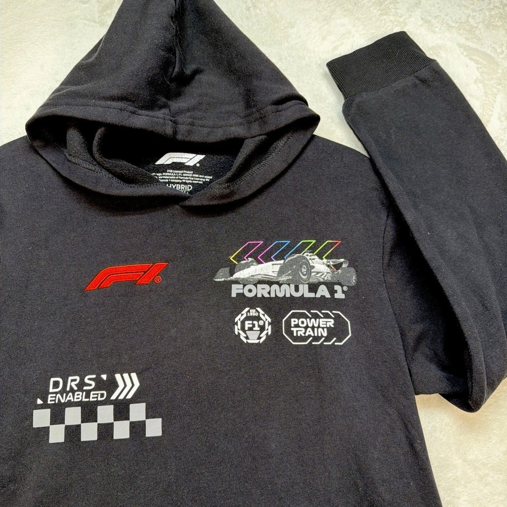 Formula 1 Racing Hoodie Boys Large‎ F1 Graphic Pullover Sweatshirt Black